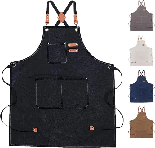 Delantal de chef para cocinar en la cocina, delantal cruzado ajustable impermeable con bolsillos grandes para mujeres y hombres