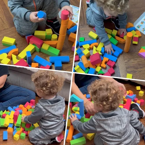Miniatura 2 de Pairez Toys Bloques de construcción de espuma para niños pequeños de 2 a 4 años, 41 bloques apilables suaves de EVA, juego de juguetes de espuma
