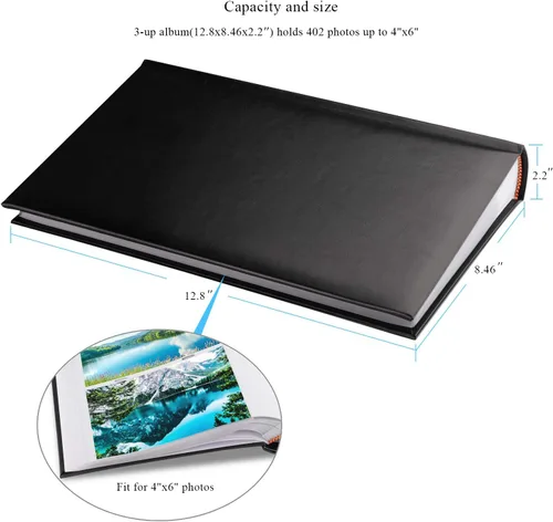 Miniatura 5 de 1DOT2 Álbum de fotos de 4 x 6 pulgadas con capacidad para 402 bolsillos con bolsillos deslizantes, libro de fotos, cubierta de cuero, con espacio