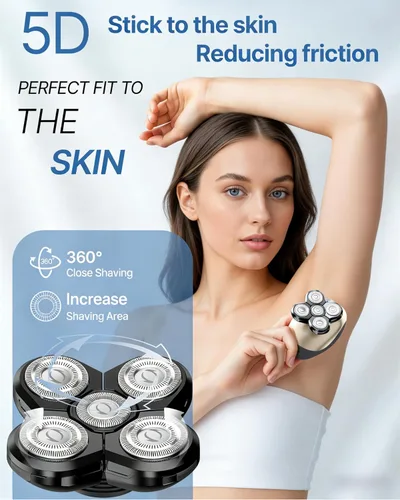 Miniatura 2 de Maquinillas de afeitar eléctricas para mujeres, afeitadora corporal recargable 5 en 1, removedor de cabello seco y húmedo impermeable, recortadora