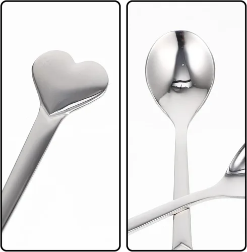 Miniatura 3 de Cucharas Cucharas de café con forma de corazón, cuchara de postre de acero inoxidable, cucharas de helado, cucharas de té, cucharas de amor