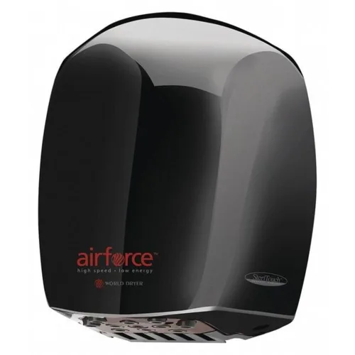 World Dryer - J-162A3 J-162 Airforce - Secador automático de manos de alta velocidad con eficiencia energética, cubierta de aluminio, color negro