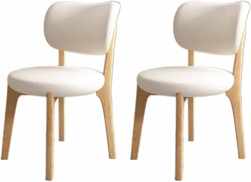 Miniatura 43 de Juego de sillas de comedor de madera modernas con respaldo curvado, sillas de cocina tapizadas con marco de madera, sillas laterales sin brazos