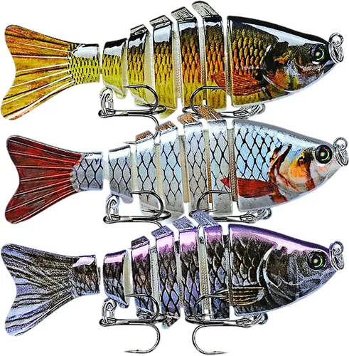 Miniatura 11 de Señuelos de pesca, kits de pesca de peces multiarticulados, hundimiento lento, cebos de agua dulce y salada, cebos de agua dulce y salada para 3