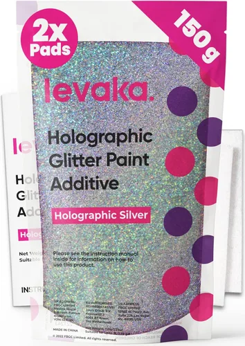Miniatura 14 de LEVAKA - Aditivo de pintura con purpurina para paredes, purpurina holográfica plateada para pintar paredes, añade a la pintura interior o exterior
