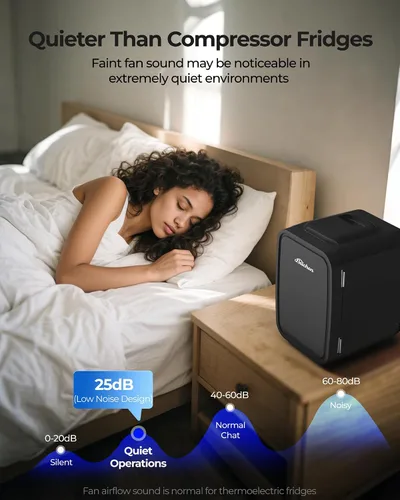 Miniatura 6 de BEICHEN Mini nevera, refrigerador portátil de 4 litros/6 latas para dormitorio, oficina, dormitorio, automóvil, enfriamiento rápido, bajo ruido