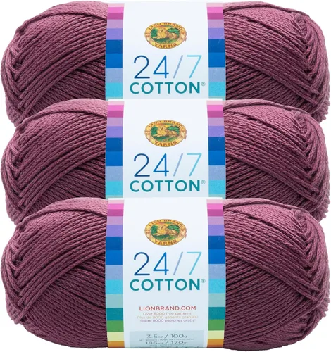 Miniatura 40 de Lion Brand Yarn, Hilo ligero mercerizado de algodón 24/7 para tejer, ganchillo y manualidades, Almirante, 1 paquete, 185 yardas de fibra natural