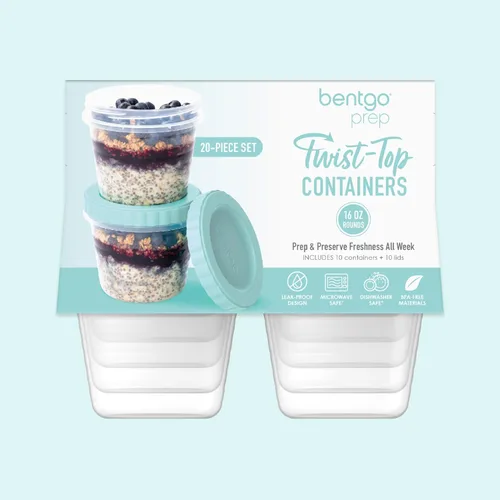 Miniatura 7 de Bentgo Prep - 20 piezas de 16 fl oz Recipientes de plástico para deli con tapas a prueba de fugas, almacenamiento de alimentos para preparación