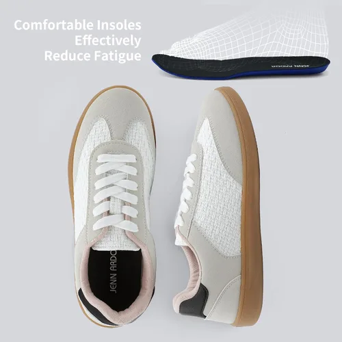 Miniatura 5 de JENN ARDOR Tenis de moda para mujer: tenis de goma antideslizante para caminar, parte superior de piel sintética transpirable y gamuza, plantilla