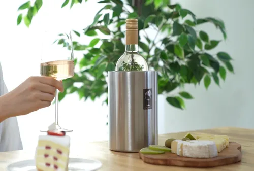 Miniatura 7 de Cubo enfriador de vino con piedra de hielo inoxidable, cubo de champán para botella individual de 25.4 fl oz de frío hasta 5 horas, cubo enfriador
