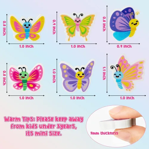 Miniatura 3 de Haooryx Mini borradores de mariposa de primavera para niños, 60 unidades a granel novedosos borradores de mariposa 3D rompecabezas de escritorio