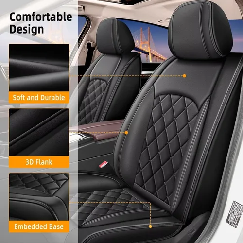 Miniatura 4 de Fundas para Asientos de Coche Compatibles con Nissan Leaf 2011-2025 2026, Juego Completo Personalizado de Fundas de Asiento de Piel Sintética