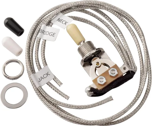 Miniatura 10 de Musiclily Basic Metric - Interruptor de palanca de guitarra recta corta de 3 vías para guitarra eléctrica estilo LP, parte superior negra con punta