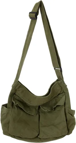 Miniatura 12 de GAXOS Bolso bandolera estético para la escuela, estilo vintage, de lona negra, para mujer, bolso de hombro para laptop