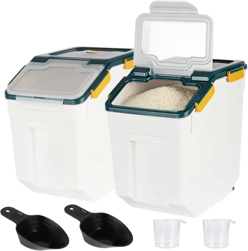 Miniatura 9 de Recipiente de almacenamiento de arroz de 25 libras, contenedor grande de harina para el hogar, dispensador hermético de cereales de grano