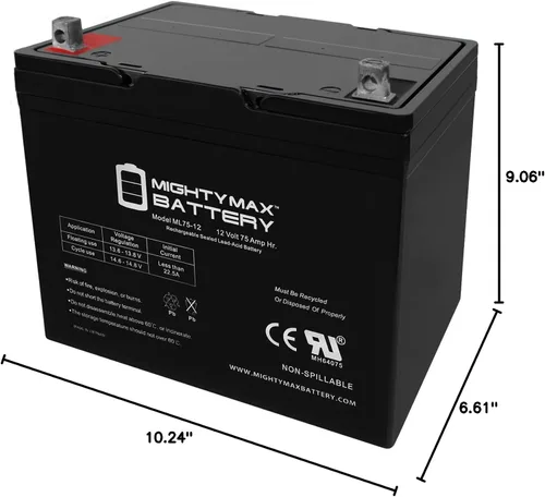 Miniatura 8 de Mighty Max Battery Batería SLA de 12V 75Ah para bomba de respaldo Wayne ESP25