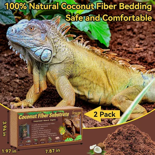 Miniatura 2 de Legigo 2 Pack Sustrato de fibra de coco comprimida - 100% fibra de coco orgánica en bloque para cama de reptiles, sustrato natural de cáscara