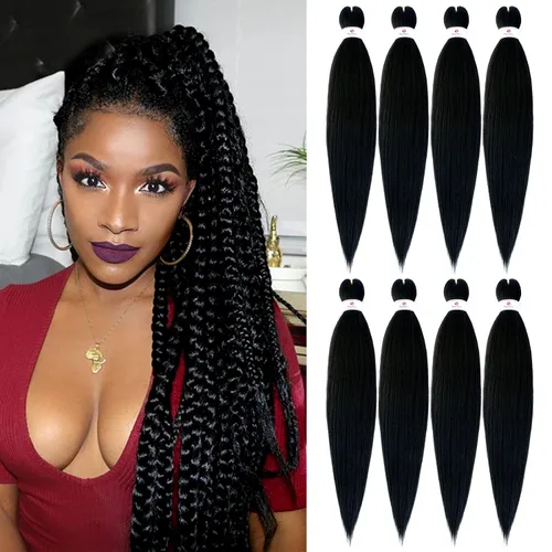 Miniatura 13 de Beyond Beauty - Trenzas preestiradas de cabello profesional sin picazón, ajuste de agua caliente, fibra sintética, textura Yaki, extensiones