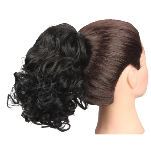 Miniatura 3 de Postizo de cabello sintético rizado, medida media y larga, de Weken, Negro