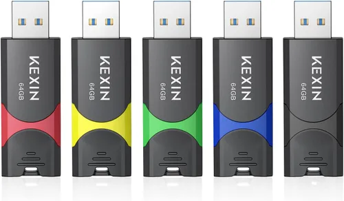 KEXIN Unidad Flash de 64GB USB 3.0 Unidad Flash de 64 GB Unidad de Pulgar Paquete de 5 Memoria USB Unidad de Almacenamiento de Datos Unidad Jump