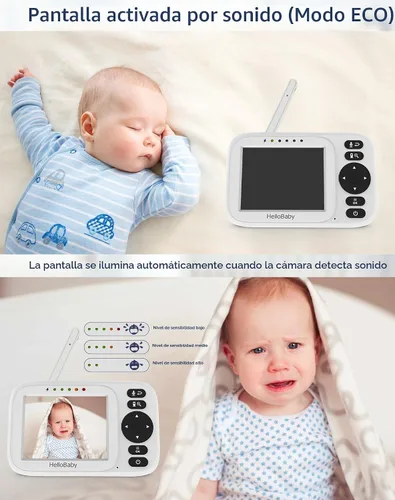 Miniatura 5 de HelloBaby Monitor sin WiFi Video Baby Monitor con cámara y audio - Pantalla de 3.2 pulgadas, conversación de 2 vías, visión nocturna, 8 canciones