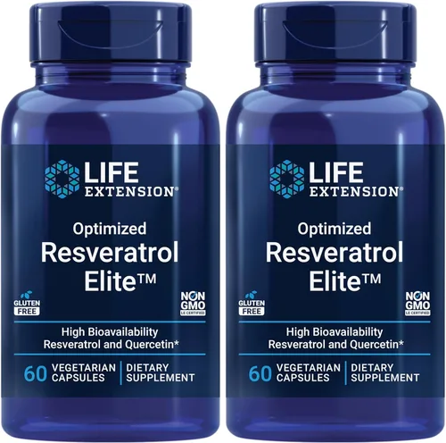 Miniatura 10 de Life Extension Resveratrol Elite optimizado, trans-resveratrol, quercetina, envejecimiento saludable, salud cardíaca, salud cerebral, estrés