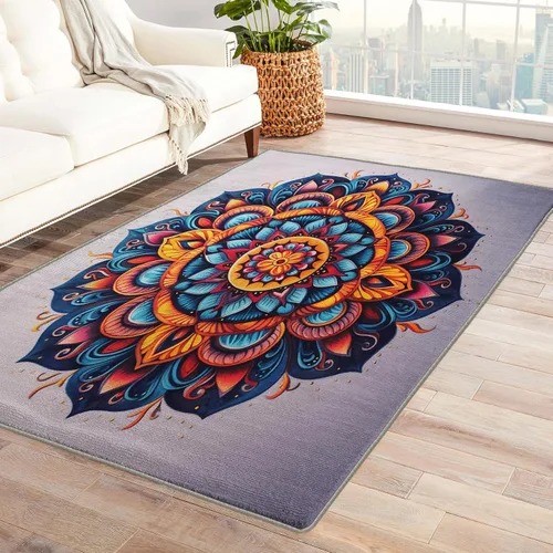 Miniatura 8 de Alfombra de mandala y decoración del hogar, alfombra de 4 x 6 pies, alfombras abstractas para sala de estar, dormitorio, alfombra de mandala