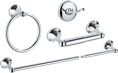 Miniatura 8 de Juego de accesorios de baño de 4 piezas (barra de toalla ajustable, anillo de toalla, soporte de papel higiénico, gancho para toalla), accesorios