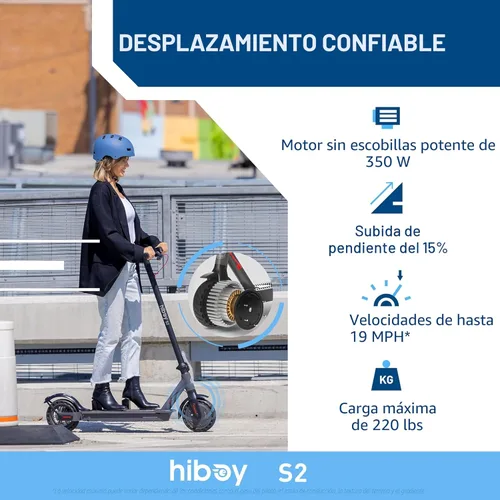 Miniatura 2 de Hiboy S2 Electric Scooter - 8.5" Solid Tires - Up to 17 Miles Long-Range & 19 MPH Portable Folding Commuting Scooter for Adults with Double Braking