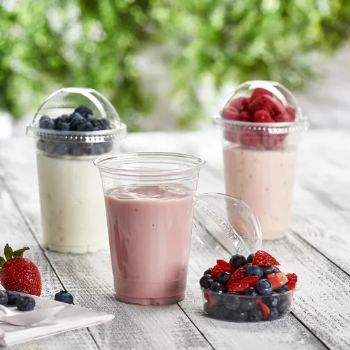 Miniatura 3 de ELEGANT DISPOSABLES Vasos de plástico para postre de 16 onzas con insertos de 4 onzas y tapas 50 juegos de envases de yogur de 16 OZ
