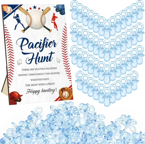 Miniatura 32 de Thyle Juego de 51 piezas de chupete de caza para baby shower, incluye signo de caza y 50 chupetes acrílicos para decoración de juegos de baby Rosa