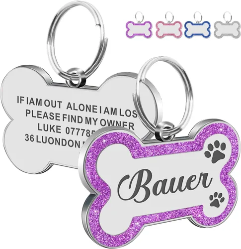 Miniatura 10 de Etiquetas para perros personalizadas para mascotas, etiquetas de nombre para perro, etiqueta para perro personalizada grabada con cualquier nombre