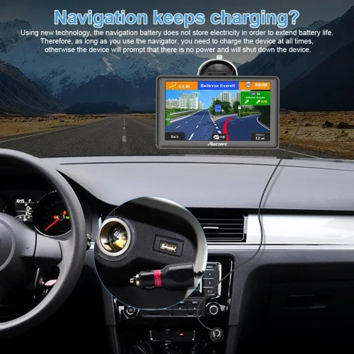 Miniatura 3 de AWESAFE Navegador GPS para automóvil, última pantalla táctil de 7 pulgadas, pantalla táctil de 7 pulgadas, sistema de navegación de recordatorio