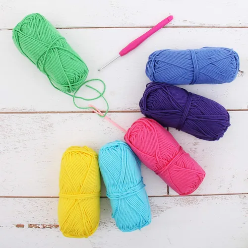 Miniatura 17 de Threadart Crochet - Juego de hilo de algodón 100 % puro, colores de ambiente de playa, paquete de 4 madejas cada una de 1.76 onzas, hilo de estambre