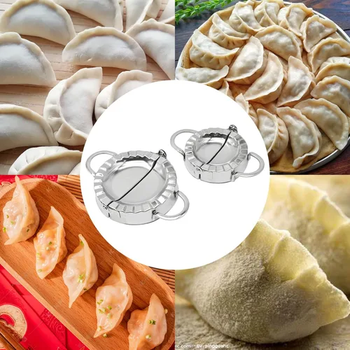 Miniatura 3 de Hoypeyfiy 2 prensas para hacer ravioles de bola de masa hervida, máquina de bolas de masa de acero inoxidable, molde Wonton, herramienta fácil