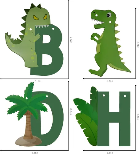Miniatura 2 de Cartel de cumpleaños de dinosaurio – Cartel de feliz cumpleaños de dinosaurio, decoración de fiesta de cumpleaños con temática