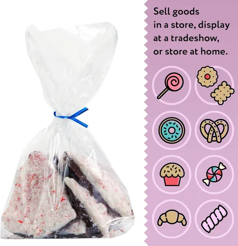 Miniatura 2 de Bolsas de celofán planas transparentes, tamaño 9 x 12 pulgadas, paquete de 200 unidades buenas para panadería, palomitas de maíz, galletas