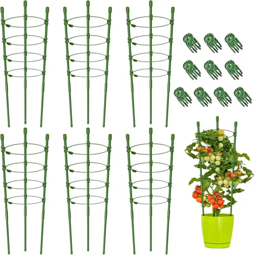 Miniatura 14 de Legigo Paquete de 3 jaulas de soporte para plantas, jaulas de tomate para jardín, estacas ajustables de 18 pulgadas para plantas enrejadas, anillos