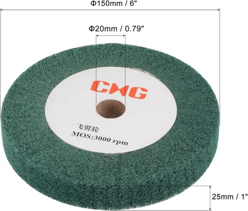 Miniatura 2 de uxcell 5.906 in x 0.984 in 240 Grit No Tejido Pulido Bruñido Rueda de Alambre de Nylon Dibujo Abrasivo Flap Rueda para Acero Inoxidable Cobre Verde
