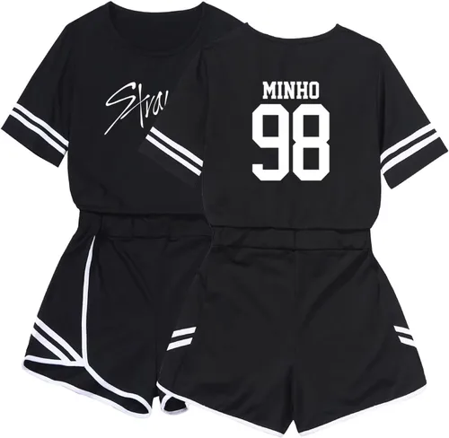 Miniatura 5 de DHSPKN Skz Merch - Conjunto de camiseta con soporte para camiseta y pantalones calientes, camiseta unisex Jisung Felix Minho Changbin