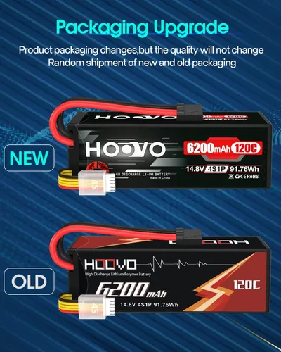 Miniatura 8 de HOOVO 4S Lipo Battery 14.8V 6200mAh 120C - Batería de coche RC con enchufe TR compatible con escala 1/8 y 1/10 RC Car RC Buggy Truck Slash 4X4