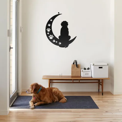 Miniatura 4 de VZVXCC Arte de pared de metal para perros, decoración para exteriores, escultura de pared de metal negro de 12 pulgadas, decoración para colgar