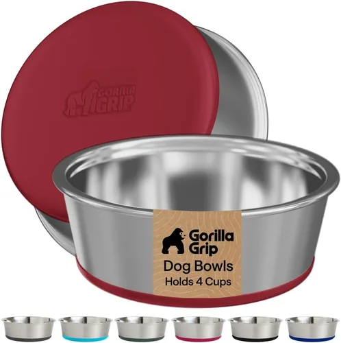 Miniatura 33 de GORILLA GRIP Tazones para perros, acero inoxidable 304 de grado alimenticio, capacidad para 2 tazas cada uno (16 onzas líquidas) para alimentos
