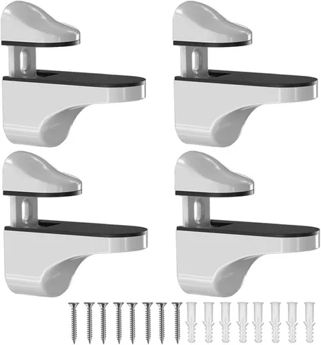 Miniatura 12 de Soporte de pared ajustable para estante de madera/vidrio, negro, paquete de 2