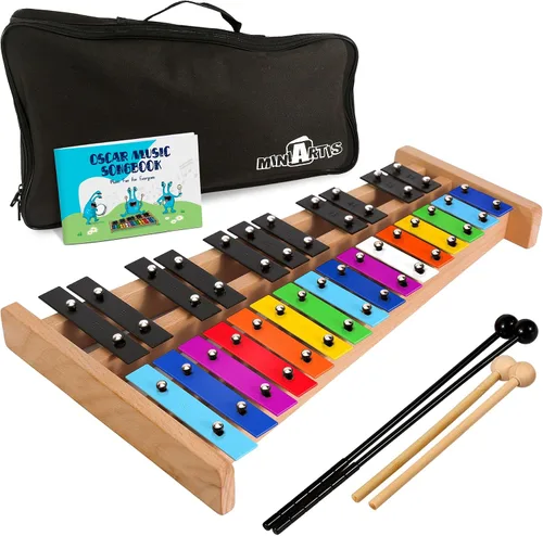 Miniatura 8 de MINIARTIS Glockenspiel Xilófono Xilófono Glockenspiel de tamaño completo de 27 notas con teclas de metal para adultos y niños Instrumento