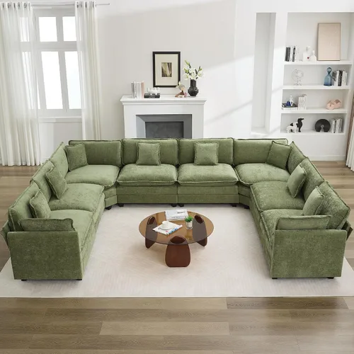 Miniatura 53 de Otomán de Sofá Moderno de Chenille Nube de 35'', Otomán Rectangular para Sofá Seccional Modular, Beige