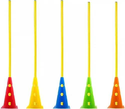 Juego de 5 bastones ajustables para entrenamiento de fútbol de agilidad, bastones de agilidad de entrenamiento de slalom, equipo de práctica