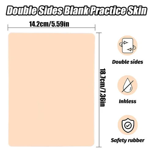 Miniatura 2 de 10 piezas de piel de práctica de tatuaje, piel falsa de doble cara de grado profesional para tatuajes (7.36 x 5.59 pulgadas), ideal