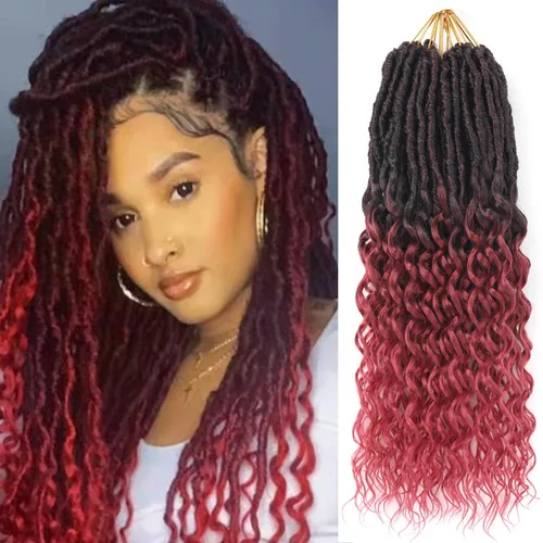 Miniatura 22 de Cabello de Ganchillo Goddess Locs de 12 Pulgadas 8 Paquetes Nuevos Locs Sintéticos Suaves Trenzas de Ganchillo Ondas Profundas Extensiones de 1b