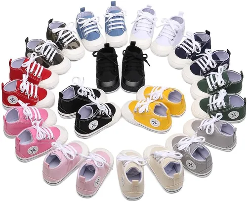 Miniatura 131 de Zapatos deportivos de lona de lona para bebés y niñas, suela antideslizante suave, suela antideslizante